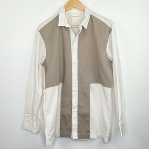 Orphan Bird Khaki Brown Off White Button Down Shirt Men's Size Small‎ S